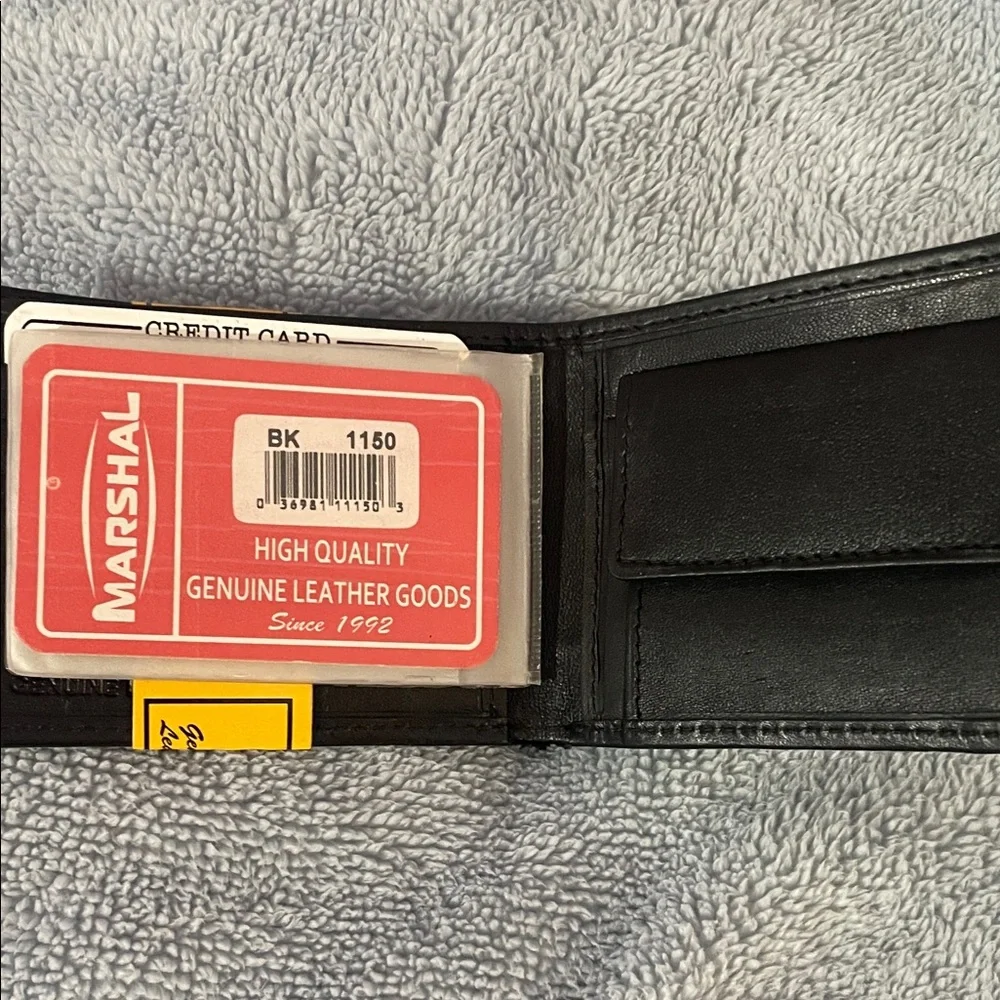 New Mens Marshal Black cowhide’ Leather Bi-Fold Wallet